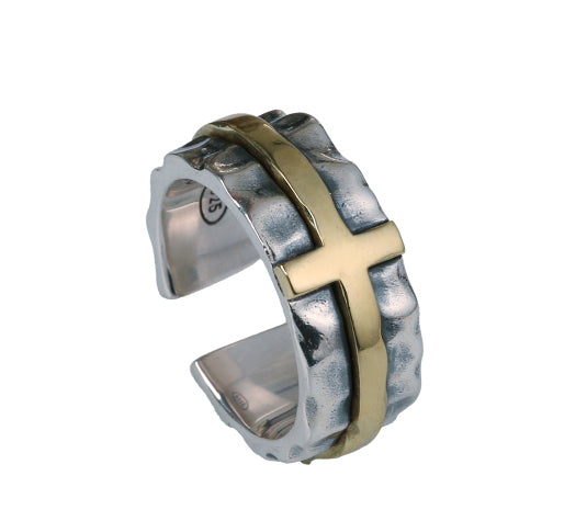 Brass Cross Silver Ring