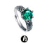 Pure silver green stone couple ring