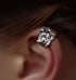 Pure silver ear clips hammer pattern exaggerated ear bone clips handsome fashionable ear accessories