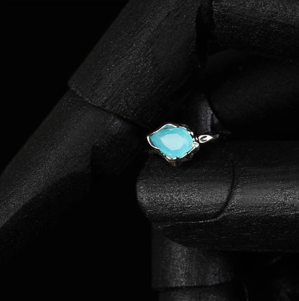 Ice blue water drop ear bone clip with cool feeling without piercing 925 sterling silver couple studs