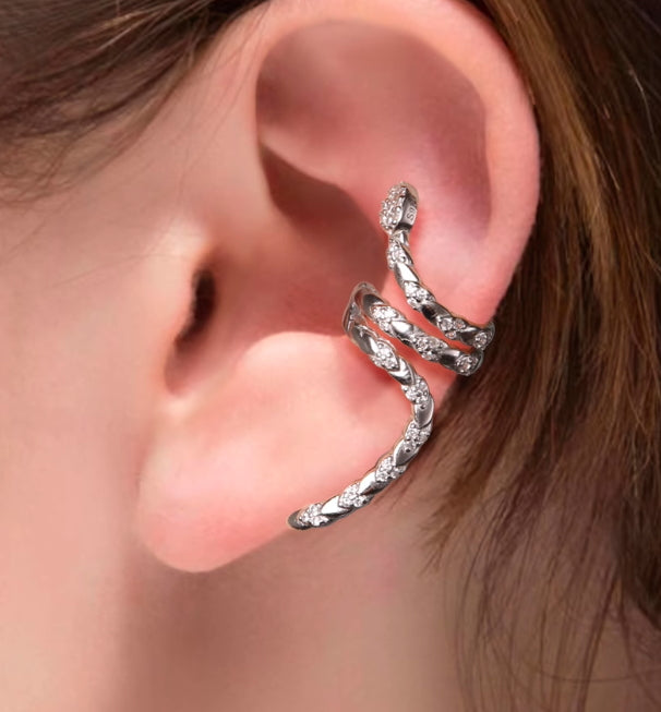 Unique sterling silver snake-shaped ear clip without piercing couple personalized ear cuff sweet and cool earrings