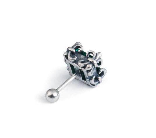 Retro 925 sterling silver earrings iris green crystal square jewelry for men and women - MOWTE