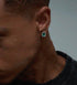 Original s925 sterling silver retro green diamond earrings hip-hop men's zircon earrings for women