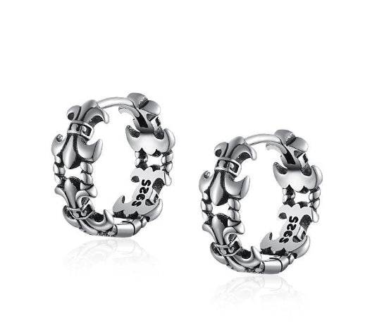 Sterling silver earrings for men retro hollow cross earrings - MOWTE