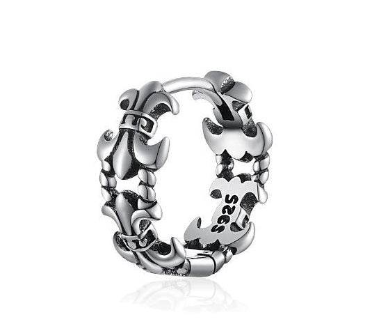 Sterling silver earrings for men retro hollow cross earrings - MOWTE