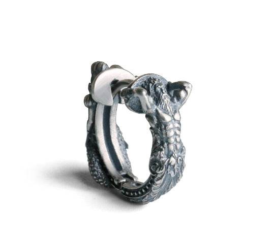 Men's 925 Sterling Silver Stud Earrings Poseidon Mermaid Silver Earrings Design Silver Earring Buckle - MOWTE