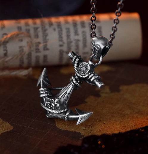 Men's anchor sterling silver high-end handsome pendant