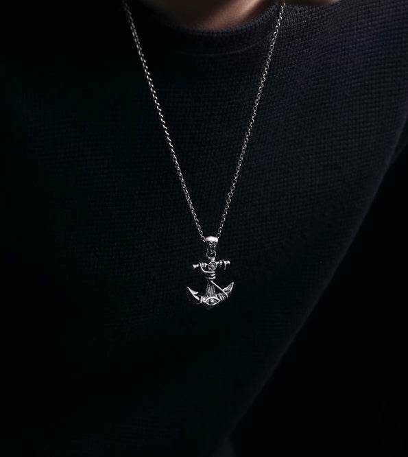 Men's anchor sterling silver high-end handsome pendant