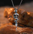 Snake staff necklace men's sterling silver pendant