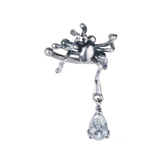 Sterling silver ear clip personalized water drop spider silver jewelry non-pierced ear cuff - MOWTE