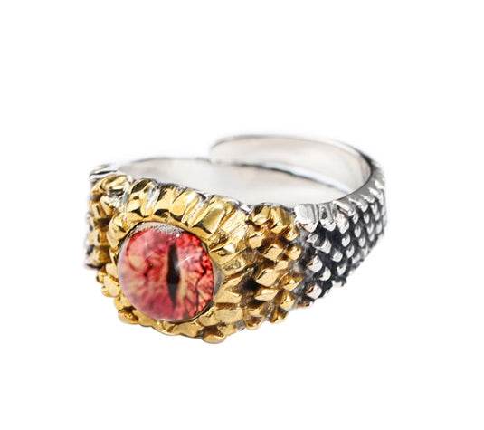 S925 sterling silver sky eye ring hip hop retro open adjustable index ring - MOWTE