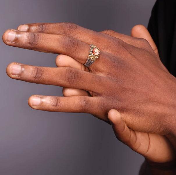 S925 sterling silver sky eye ring hip hop retro open adjustable index ring - MOWTE