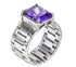 S925 sterling silver purple diamond ring men's hip-hop high-end female same style open adjustable index ring - MOWTE