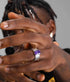 S925 sterling silver purple diamond ring men's hip-hop high-end female same style open adjustable index ring - MOWTE