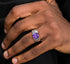 S925 sterling silver purple diamond ring men's hip-hop high-end female same style open adjustable index ring - MOWTE