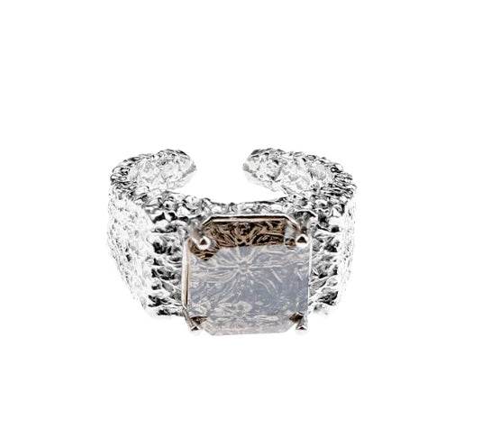 S925 sterling silver magma surface zircon ring high-end hip-hop male same model female simple opening adjustable - MOWTE