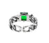Trendy sterling silver Cuban chain greenstone ring men's hip-hop women's ring - MOWTE