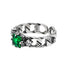 Trendy sterling silver Cuban chain greenstone ring men's hip-hop women's ring - MOWTE