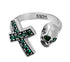 S925 sterling silver green diamond cross ring men's hip-hop personality skull ring women's opening adjustable - MOWTE