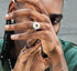 S925 sterling silver large daisy ring men's hip-hop trendy personality flower inlaid design open ring high-end - MOWTE