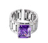 S925 sterling silver purple diamond ring men's hip-hop high-end female same style open adjustable index ring - MOWTE