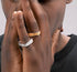 Tang grass pattern S925 sterling silver ring men's hip-hop retro design couple's same style square open ring - MOWTE