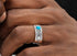 925 sterling silver pattern ring for men hip-hop retro trend personality inlaid turquoise for women open ring