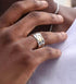 s925 sterling silver smiling face ring five-pointed star smiling face ring men's trendy hip-hop adjustable opening - MOWTE