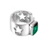 S925 sterling silver emerald ring for men and women, hip-hop trendy hollow five-pointed star index finger ring with adjustable opening