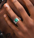 S925 sterling silver emerald ring for men and women, hip-hop trendy hollow five-pointed star index finger ring with adjustable opening