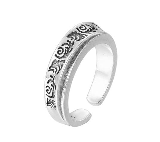 S925 sterling silver retro ring men's and women's personalized irregular open ring trendy new style - MOWTE