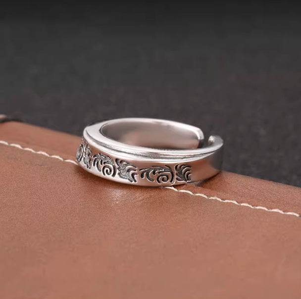 S925 sterling silver retro ring men's and women's personalized irregular open ring trendy new style - MOWTE