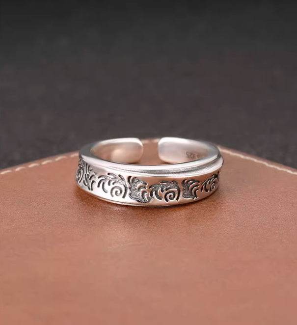 S925 sterling silver retro ring men's and women's personalized irregular open ring trendy new style - MOWTE