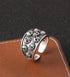Dark style blue green eyes skull ring for men S925 sterling silver hip hop personalized open ring - MOWTE