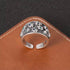 Dark style blue green eyes skull ring for men S925 sterling silver hip hop personalized open ring - MOWTE