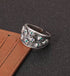 Dark style blue green eyes skull ring for men S925 sterling silver hip hop personalized open ring - MOWTE