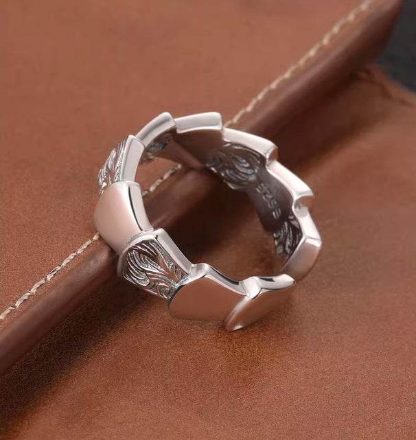 Hip-hop dragon scale ring for men, full body 925 sterling silver personalized scale Tang open ring for women - MOWTE