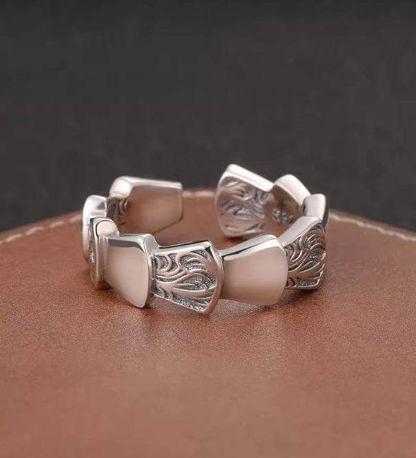 Hip-hop dragon scale ring for men, full body 925 sterling silver personalized scale Tang open ring for women - MOWTE