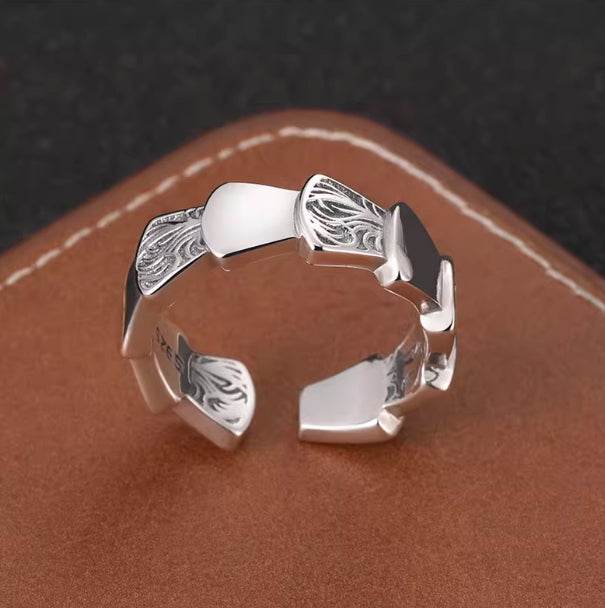 Hip-hop dragon scale ring for men, full body 925 sterling silver personalized scale Tang open ring for women - MOWTE