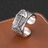 Exaggerated personality fishbone open ring S925 sterling silver hip-hop lucky koi ring index finger ring for men