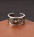 Vajra vine grass pattern open ring for men 925 sterling silver retro personalized embossed antique style wide ring - MOWTE