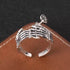 Dark style skull holding rose ring men's S925 sterling silver personality punk trendy open ring - MOWTE