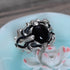 s925 sterling silver ring retro crusade flower black agate personalized men's ring index finger gift