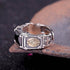 s925 sterling silver fashion personality Seiko black agate simple versatile open unisex style silver ring portrait ring - MOWTE