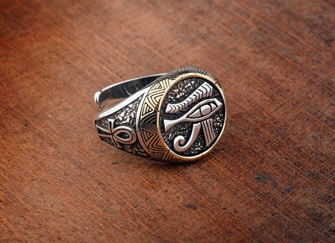 S925 sterling silver high-end Eye of Horus ring trendy men's retro personalized silver ring silver jewelry