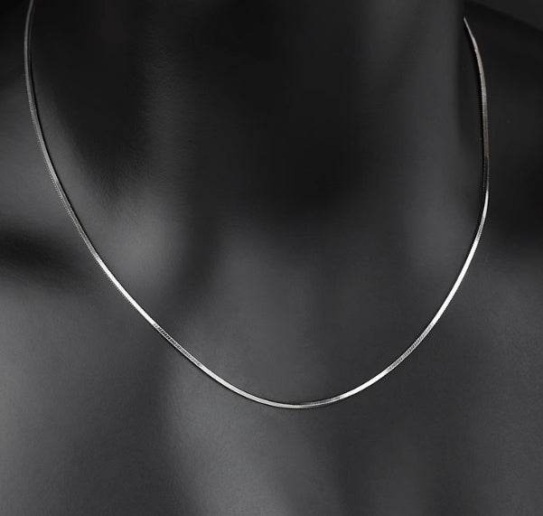S925 silver snake chain sterling silver platinum plated thin snake bone chain men and women silver clavicle chain trendy - MOWTE