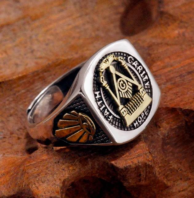S925 sterling silver ring domineering retro living ring personalized trendy men's jewelry