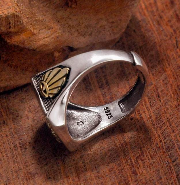 S925 sterling silver ring domineering retro living ring personalized trendy men's jewelry - MOWTE