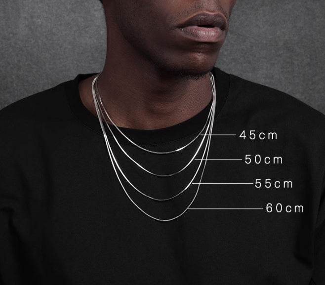 S925 silver snake chain sterling silver platinum plated thin snake bone chain men and women silver clavicle chain trendy - MOWTE