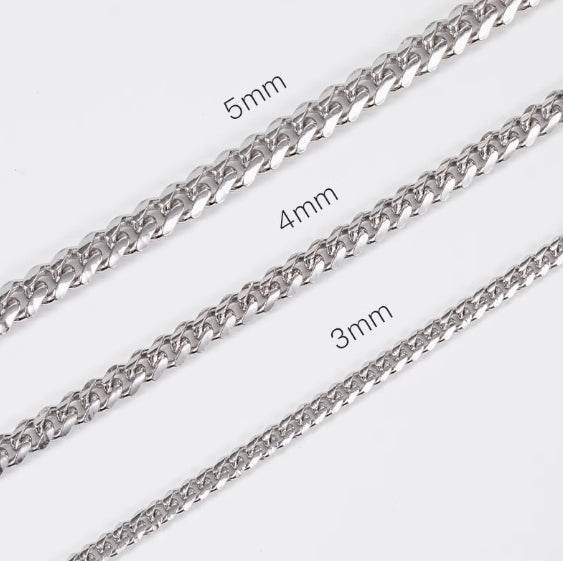 925 sterling silver 3MM chain necklace men's hip-hop thin and versatile silver men's clavicle necklace plain chain trendy - MOWTE